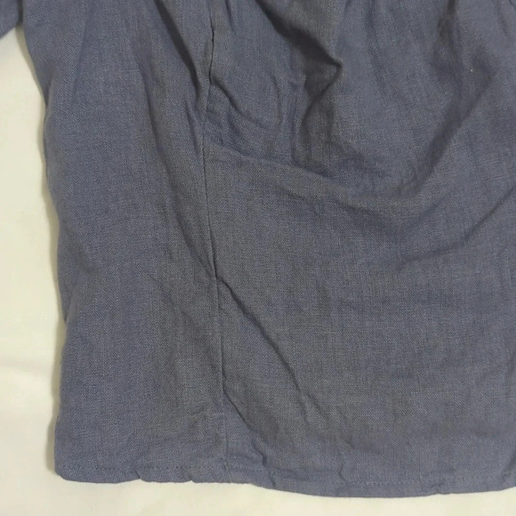 A&F Puff Sleeve Shine Cotton-Blend Square Neck Top, Color Blue Size XS - Picture 4 of 14